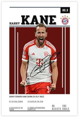 ocvdfss Harry Kane Leinwand-Poster, Wandkunst, Dekordruck, Bild Gemälde für Wohnzimmer, Schlafzimmer, Dekoration, 30 x 45 cm