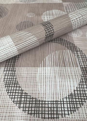 PVC Tischdecke Kreise braun Taupe beige schwarz Meterware Wachstuch Eckig Breite & Länge wählbar abwaschbar, Größe:80 x 160 cm