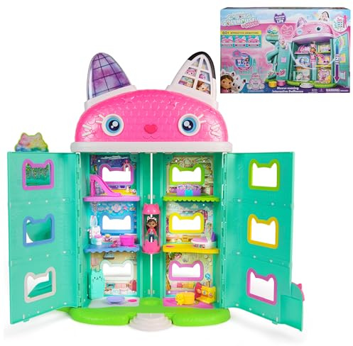 Gabby's Dollhouse The Movie Meow-Mazing Interactive Dollhouse | Über 60 cm hoch, 7 Räume zum Erkunden und Bauen, LCD-Bildschirm-Augen, Figuren, Sound FX, Kinderspielzeug für Mädchen und