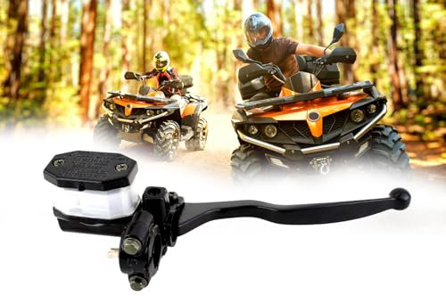 Bremspumpe Bremszylinder universal mit Bremshebel rechts, M10 Spiegelaufnahme, Bremslichtschalter, für Lenker 22mm, Roller Quad