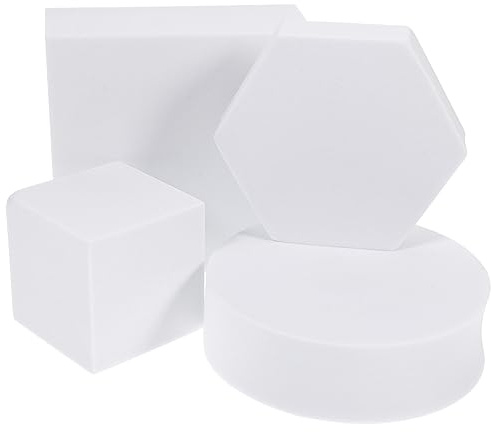 4 Stück Weiße Schaumstoff Würfelrequisiten für Fotoaufnahmen | Geometrische Form, Leicht und Tragbar, Einfach zu Reinigen, für Kosmetik und Dessertinszenierung
