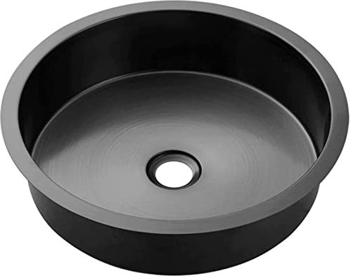 Küchenspüle, Schwarzes Badezimmergefäß, Kleines Waschbecken, Integrierte Küche Zu Hause, Unterbauwaschbecken Aus Edelstahl, 15,6 Zoll Runder Badezimmerwaschtisch, Kleines Waschbecken, Integrierte Küc