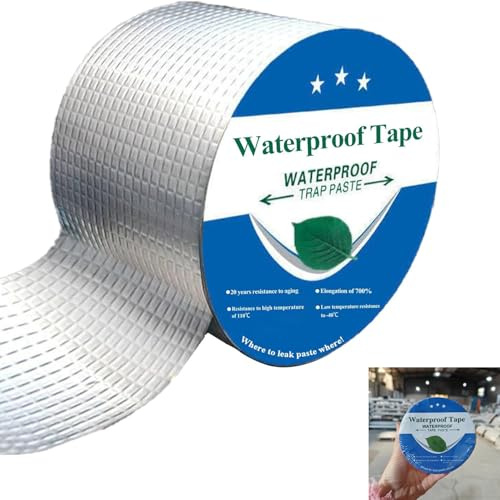 SIXHAOBU Wasserdichtes Butylband, Starkes Selbstklebendes DichtungsbäNder,Dichtband Wasserleitung,Silber Aluminium Klebeband Zur Reparatur Reparaturband für Oberflächenrisse, Abflüsse, Rohrbrüche