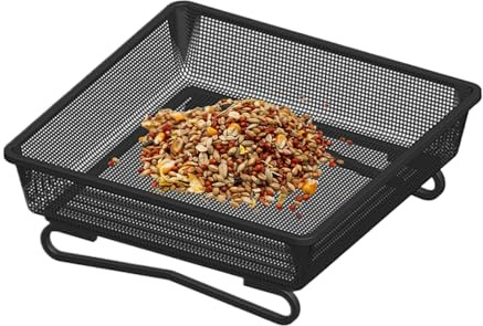 Acunny Floor Feeder - 18 cm Square Automatic Feeder for Parrots, Decorative Bird Net Feeder for Garden, Patio, Lawn and Windowsill
