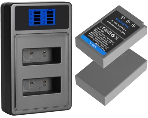2Pcs BLS-5 BLS-50 PS-BLS5 Battery and Charger for Olympus BLS-5 E-PL2,E-PL5,E-PL6,E-PL7,E-PL8, E-PL9, E-PL10,E-PM2,OM-D E-M10,E-M10 Mark II,III,E-M10 IV,Stylus1 Cameras