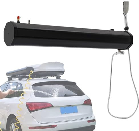 richigblosmum 18/20/30L Réservoir d'eau Pressurisé | Douche Portable De Camping pour SUV, Camions & VR sur Galerie De Toit | Chauffé par Le Soleil | Inclut 1,7M De Tuyau & Sac De Rangement,5.3Gal/20L