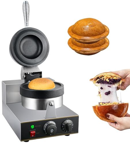 1200W Électrique Burger Gaufrier, Burger Machine en Acier Inoxydable Crème Glacée Gaufrier Baker Machine, Température Réglable & minuterie, Domestique ou Commerciale
