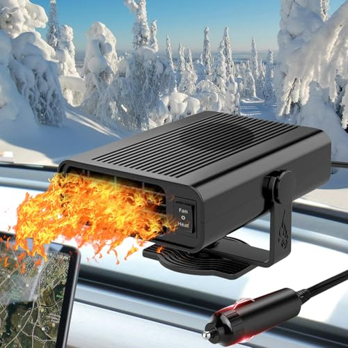 2026 Newest Portable Car Heaters, 12V 200W Vehicle Heating & Cooling Fan Rapid Windscreen Defogger & Window Defroster Car Heater That Plugs Into Cigarette Lighter with 360° Rotatable Function