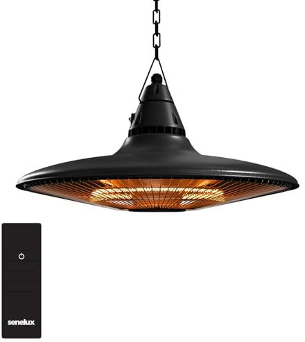 Senelux 1500W Hanging Patio Heater | Infrared Ceiling Heater for Courtyard, Patio, Garage & Indoor Use | IP65 Water-Resistant | Remote Control | Overheat & Tip-Over Protection