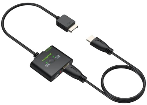 LiNKFOR PS2 auf HDMI Adapter 1080P – HDMI Adapter für PS2 Konsole, mit RGB/YPbPr Umschalter & 4:3/16:9 Seitenverhältnis, Plug & Play Komplettset