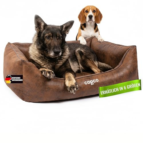 CopcoPet Hundebett Grosse Hunde【waschbar & rutschfest】 Hundekorb XXL Kunstleder in Wildlederoptik, gelenkschonendes Hundekissen für drinnen, pflegeleichtes Hundesofa, Dog Bed in Braun 125 x 100cm