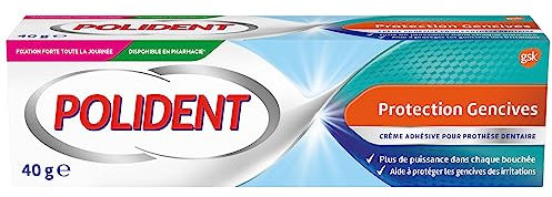 Polident Crème Fixative Total Action, Pour Prothèses Dentaires Partielles ou Complètes, Sans Goût, lot de 6x40g