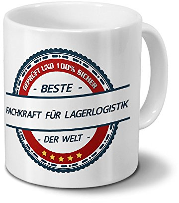 printplanet Tasse mit Beruf Fachkraft für Lagerlogistik - Motiv Berufe - Kaffeebecher, Mug, Becher, Kaffeetasse - Farbe Weiß