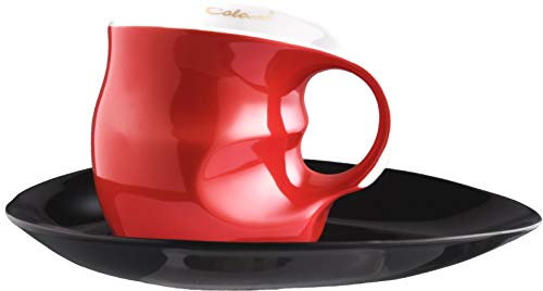 Luigi Colani ab OVO Color außergewöhnliche Design Kaffeetasse Becher Tasse Cappuccinotasse Kaffeebecher & Untertasse (Rot)