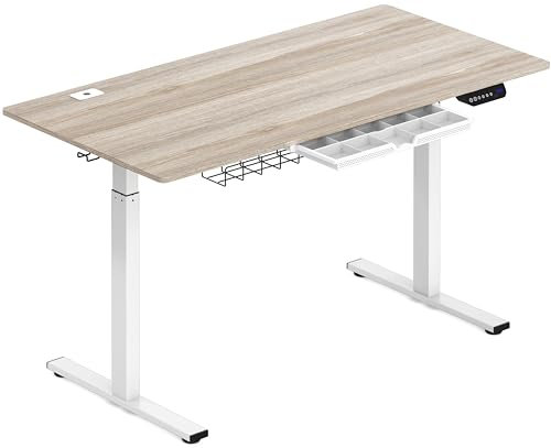 SHW 55 Zoll großer elektrisch höhenverstellbarer Stehschreibtisch, 55 x 28 Zoll, Ahorn