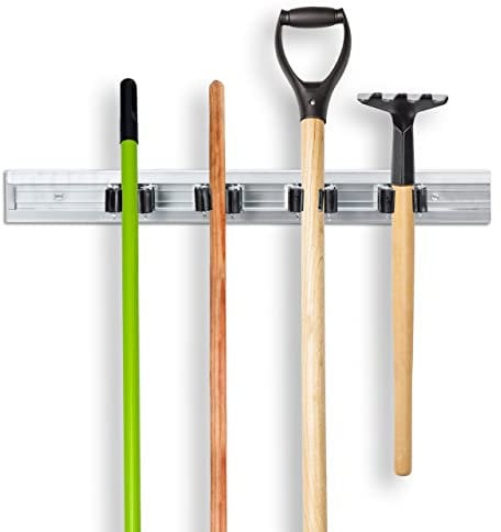 Relaxdays Porte-Outils Mural en métal (Aluminium et Acier), Lot de 2, Support pour Ranger Les Outils du Jardin, argenté