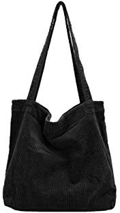 Ulisty Damen Grosse Kapazität Cord Tragetasche Lässig Schultertasche Mode Handtasche Einkaufstasche Tote Tägliche Tasche Schwarz