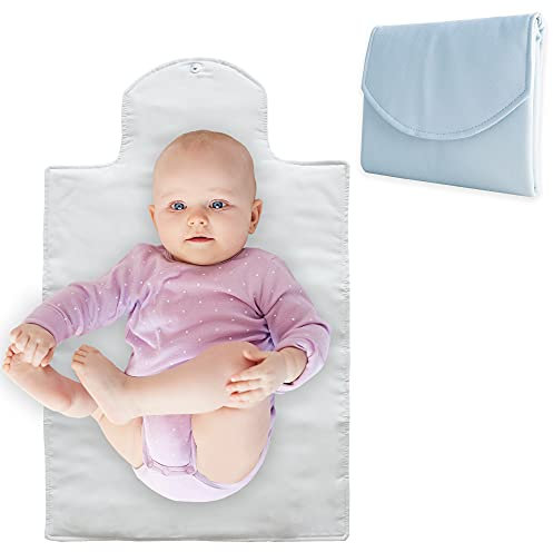 Duffi Baby Tragbare Wickelauflage aus Kunstleder. Faltbare Wickelunterlage für Neugeborene. Reise-Wickelunterlage, wasserdicht, weich gepolstert, Spaziergänge, Kreise, Farbe, Blau, klein