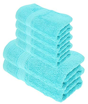 Julie Julsen Bio Duschtuch-Set 6 TLG. 2 Dusch- 4 Handtücher Türkis 100% Baumwolle Frotte 550g/m²