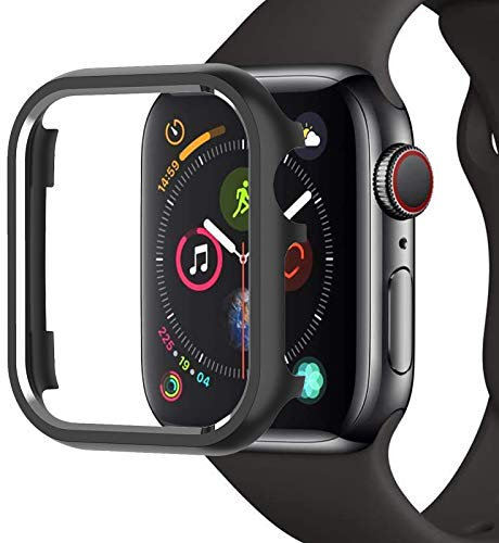 Miimall Schutzhülle Kompatibel mit Apple Watch 40mm Hülle, Aluminiumgehäus Rahmen Metall Stoßstange Cover Kratzfester Stoßfest Schutz Case für Apple Watch 6/5/4/SE - Schwarz