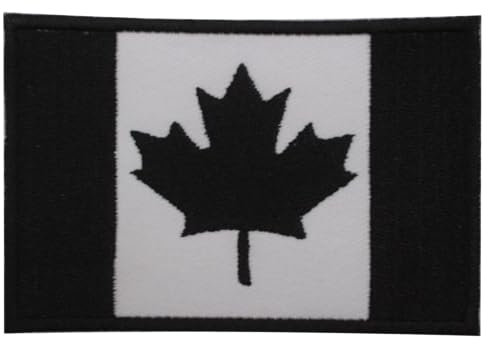 Aufnäher / Bügelbild mit Kanada-Flagge, bestickt, für Kleidung etc., 9 x 6 cm, Schwarz