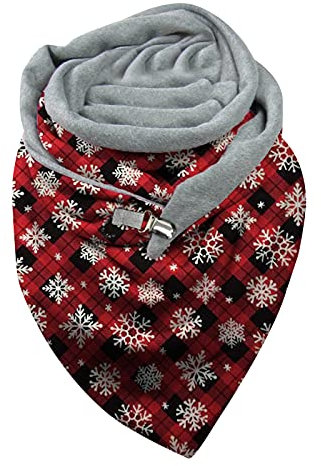 Lazzboy Schals Damen Weihnachten Schneeflocke Druck Winter Knopf Weiche Wrap Warme Tücher Schal Dreieck Shawl Groß Elegant Wickelschal Mit Lässig Herbst Halstücher Poncho Weicher (C)
