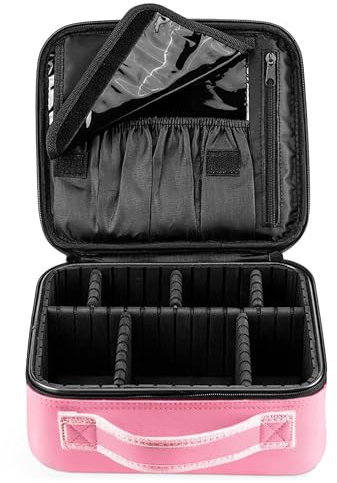 FORRICA Beauty Case da Viaggio Donna Borsa Cosmetica Professionale Portatile Trousse Make Up Organizers Trucchi Ragazza Valigetta Porta Trucchi con Divisori Regolabili Rosa A