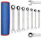DAKCOS Clé plate à cliquet 7pc Cle Plate 6-17 mm Métrique, Jeu de clés mixtes Cle plate a cliquet 72 Dents 5° avec pochette de rangement pour Réparation Bricolage