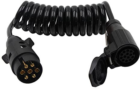 7 auf 13 polig Anhänger Stecker Adapter - 2M Anhänger Verlängerungskabel Adapterkabel Kupplung 12V/24V für PKW LKW Caravan Wohnmobil Wohnwagen Fahrradträger Anschluss