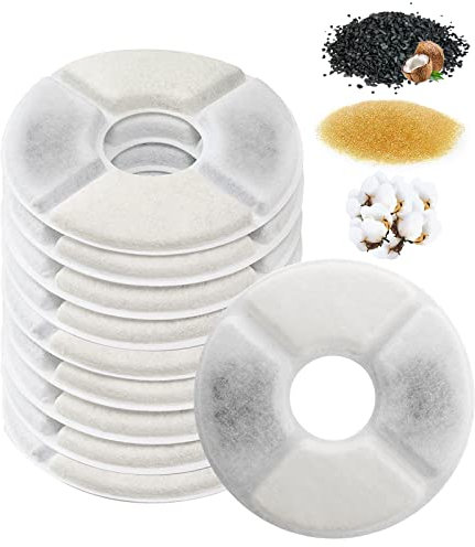 Simpeak Katzenbrunnen Filter [10 Stück], Filter für Trinkbrunnen für Katze und Hunde, Ersatzfilter für Katzen Wasserbrunnen, Rund