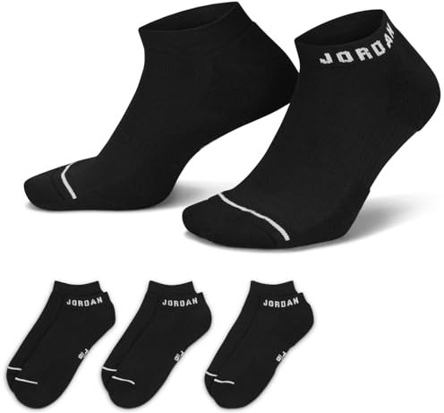 Nike Jordan Everyday No-Show Socken (3 Paar) Erwachsene DX9656-010, Schwarz/Weiß, Large