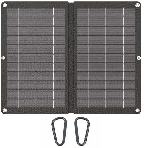 15W Portable Solar Panel, IP65 Waterproof, LMENGER Foldable Solar Charger with Dual USB Output Compatible with Smartphone, Tablet, Power Bank for Camping