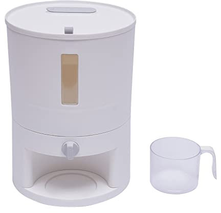 TRIEBAN Boîte de rangement pour aliments de cuisine, céréales, seau à riz, récipient à riz, distributeur de riz étanche, avec verre doseur (12 l)