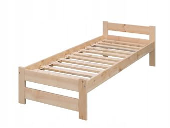 All4All Holzbett 90x200 cm mit Lattenrost Bettgestell Reko Massivholz Holzbett 90x200 cm mit Lattenrost Rollrost Bettrahmen Einzelbett Hotelbett Naturfarbe