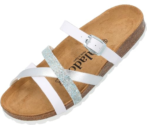 Palado Damen Pantoletten Cruisi - Sandalen Made in Spain - Hausschuhe mit Kork-Fußbett - modische Sommerschuhe