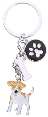 QRH Niedlicher Schlüsselanhänger für Welpen, Hundemarke, Schlüsselanhänger, Tierliebhaber, kreatives Geschenk, Jack Russell, Small