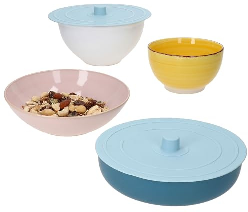MamboCat 2er Set Flex Frischhaltedeckel hellblau I Ø 20cm I Wiederverwendbare Silikon-Deckel für Schalen, Töpfe, Tiefe Teller & Co I Universaldeckel