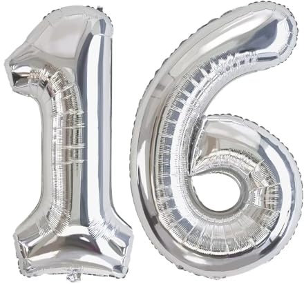 Vthoviwa 101 CM Luftballon Zahlen 16/61 Silbrig, Helium Luftballon 16/61. Geburtstag Foil Ballon, 0-90, Folienballon 16/61 Party Dekoration