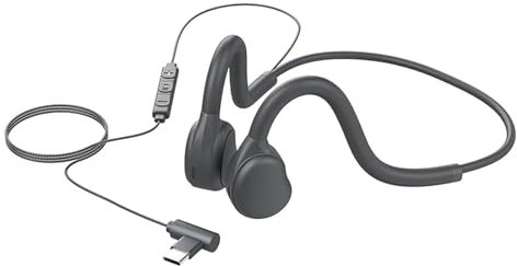 fesoklaf Open Ear Sport Headphones,Wired Neckband Running Headphones with Mic 3.5mm/Type C Connector in-Line Control Stereo Headset for Office Cycling Jogging Gym Workout (Type-C)