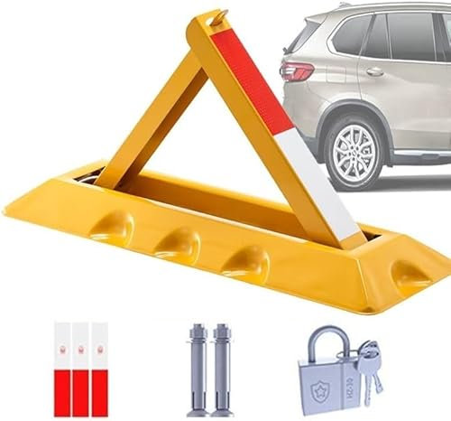 Parkschranke Parkverbot Parkplatz Absperrung 48CM 60CM 70CM Robuster Parkabsperrpoller Stabil Wetterfest Parksperre Für SUVs Faltbar Parkplatzsperre Dreiecksdesign Garage Absperrpfosten(48CM)