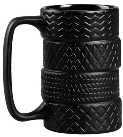 Reifenbecher Großkapazität Keramik 3D Reifen Tasse Große Autokasse mit tragbaren kühlen Kaffeetassen für Büro Haushaltsauto Liebhaber Keramik Kaffee Tasse