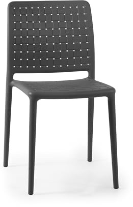 PAPATYA 1er Set Gastro Stuhl für Café Restaurant Bistro - Küchenstühle Gartenstühle - stapelbarer Kunststoffstuhl für Terrasse Außenbereich - wetterfester belastbar bis 200 kg - Fame S, Anthrazitgrau