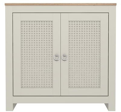 Galano Jovanne 12 Pair Rattan Shoe Cabinet – 2 Door Freestanding Shoe Rack with Shelves – Modern Oak Storage Organiser for Home or Office