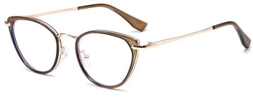 YAMEIZE Katzenauge Blaulichtfilter Brille für Damen Retro Cateye Rahmen Blaulichtfilter Anti Blaulicht Brille Computerbrille Lesebrille