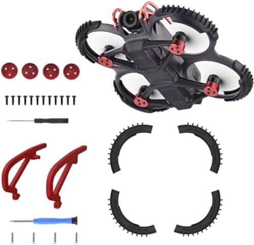 QASULER Protection Kit, for DJI, 2 Gimbal Bumper Guard PTZ Protect Bar + 2 Propeller Guard Bumper Ring Protector + 2 Aluminum Motor Cover Drone Dust Shield (Red) drone propeller guard(Red)