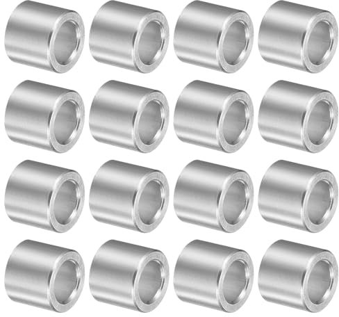 sourcing map Lot de 16 entretoises en aluminium, 5 mm x 8 mm x 7 mm (DI x DE x L) - Finition unie - Entretoise ronde en métal non fileté - Douille d'entretoise non filetée pour boulons à vis M5