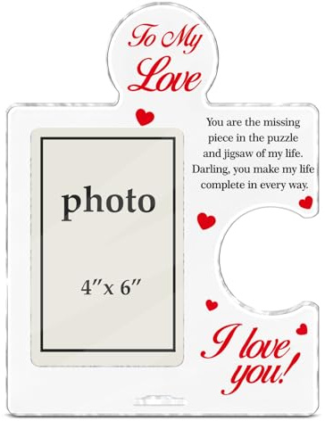 I Love You Gifts for Him Her, Anniversary Birthday Gifts for Girlfriend Boyfriend Wife Husband, to My Love Acrylic Puzzle Picture Frame Gift for Christmas Valentines Day, 4 x 6 Inch Photo