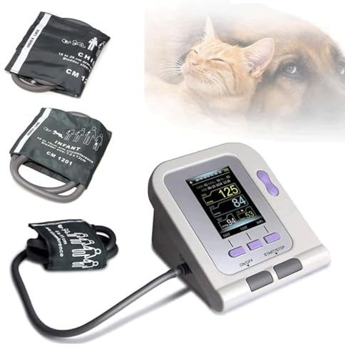 Digitales Veterinär-Blutdruckmessgerät Hund/Katze/Haustiere für den Heimgebrauch, Desktop Automatisches digitales Blutdruckmessgerät mit LCD-Display und 3 Größen Manschette