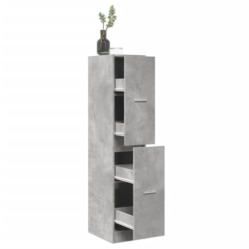 Mandloder Apothekerschrank Betongrau 30x41x144,5 cm, Holzwerkstoff Schrank mit 4 Schubladen, Vielseitiger Stauraum für Küche, Büro, Wohnzimmer, Robuste Möbel