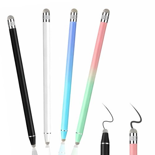 4 Pezzi Penna Touch Screen 2 in 1, Pennini Capacitivo Universale, Stilo per Tablet, Smartphone, Cellulari e Schermo Tattile, Penna Stilo Fine Compatibile con Tutti i Dispositivi Touch